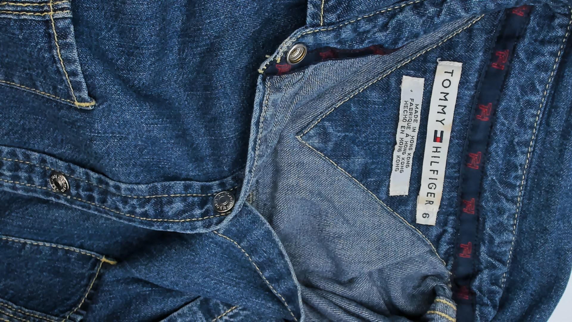 Y2K Tommy Hilfiger Denim Shirt Dress Blue Jean Snap Front Small S