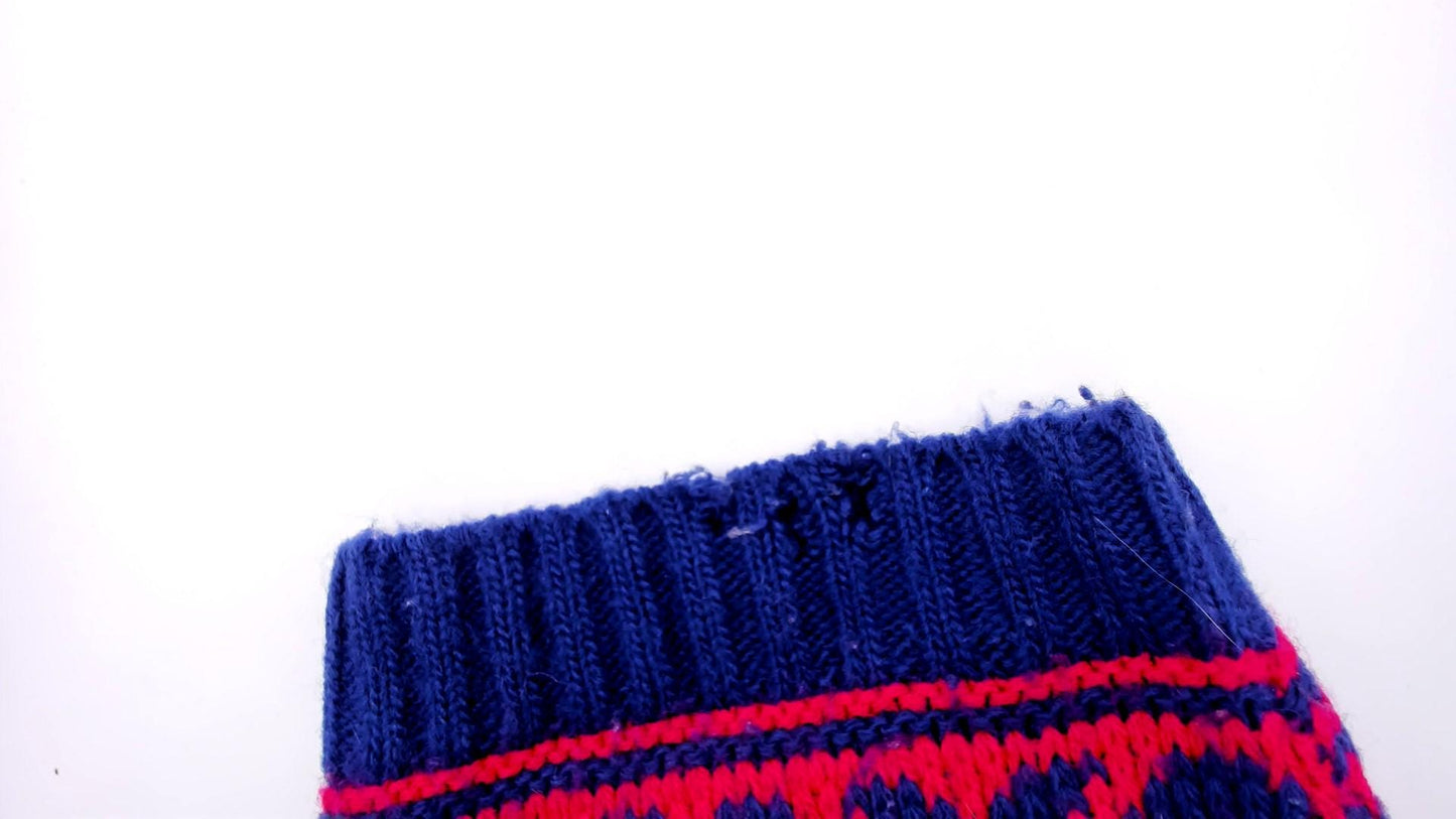 90s Croquet Southwestern Geometric Knit Pullover Navy Blue Pink Medium M