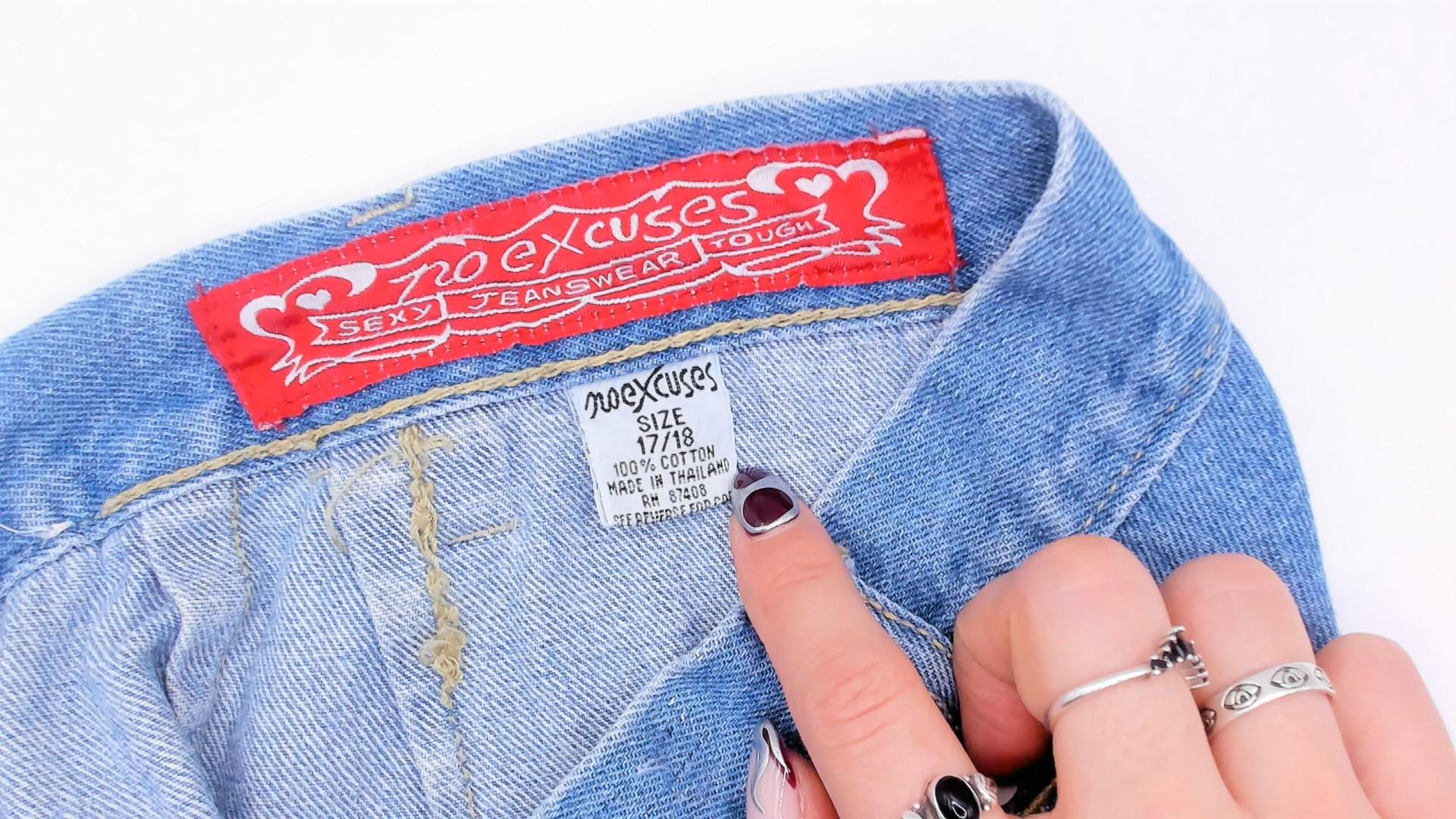 90s No Excuses Denim Maxi Skirt Light Blue A-Line High Waist Cotton Large L