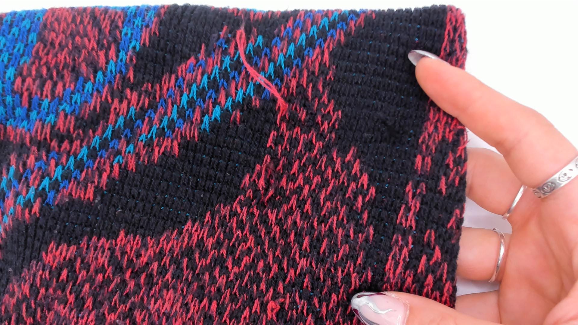 80s City Streets Abstract Knit Sweater Burgundy Teal Intarsia Medium