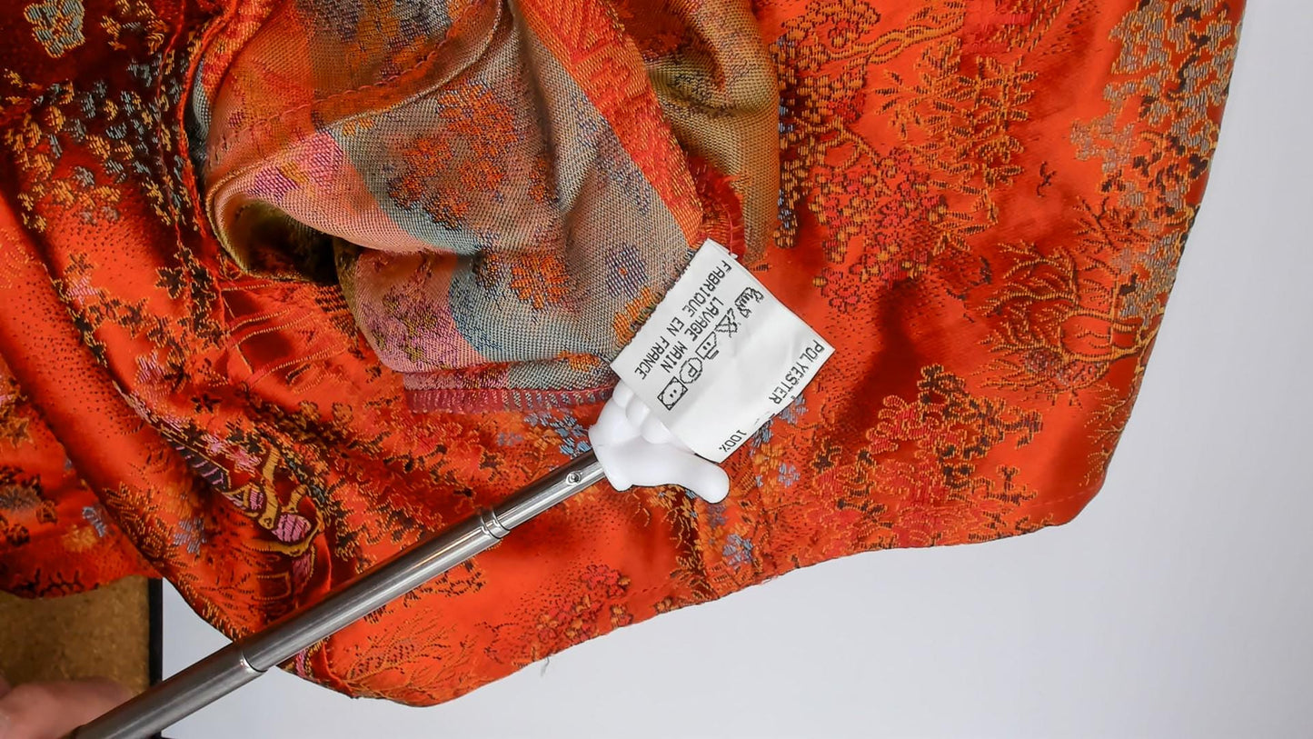 90s Modelli Rust Orange Brocade Mini Dress Chinoiserie Jacquard Small