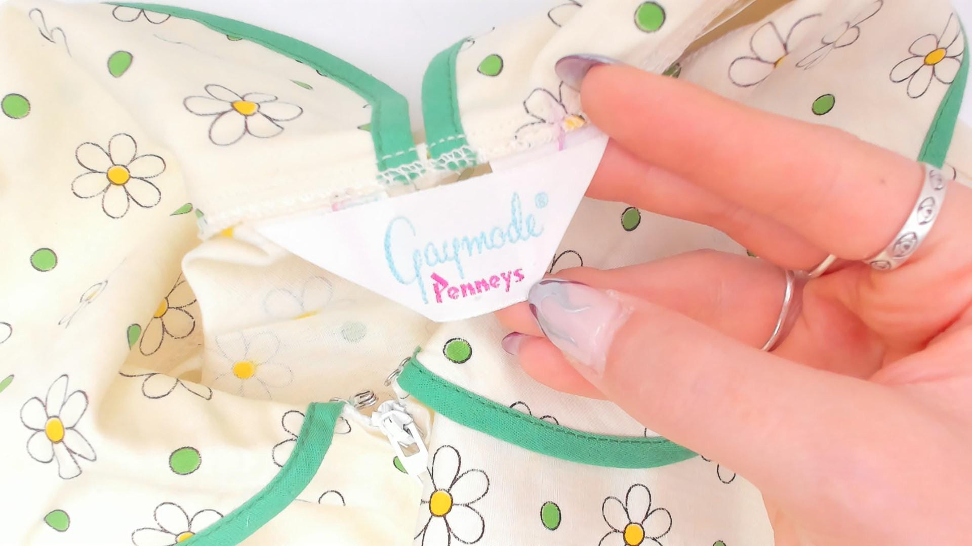 70s Gaymode Penneys Rooster Romper Daisy Print Peter Pan Collar Yellow Small