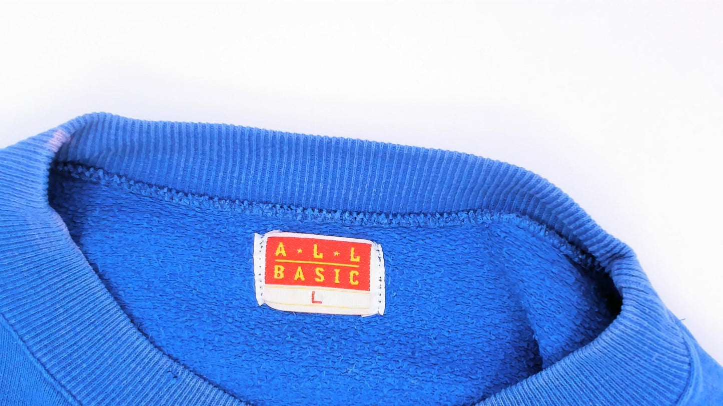 90s All Basic Ungdomsskolen Crewneck Sweatshirt Cobalt Blue Cotton Large L