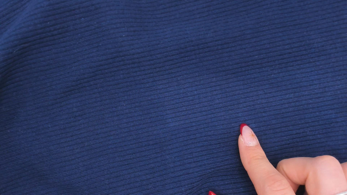 80s Navy Ribbed Tank Top Scoop Neckline Fitted Crop Cotton Extra Small XS