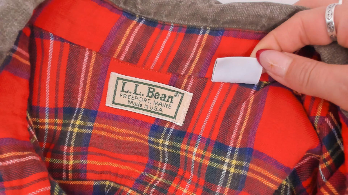 90s L.L.Bean Flannel Lined Work Shirt Olive Denim Cotton Button Front Extra Large XL