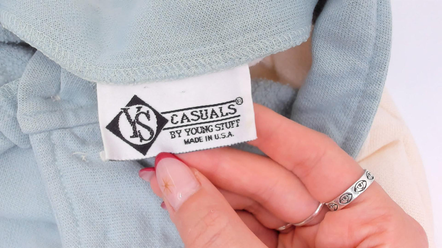 80s Ys Casuals Pastel Color Block Polo Sweatshirt Floral Embroidered Extra Large XL