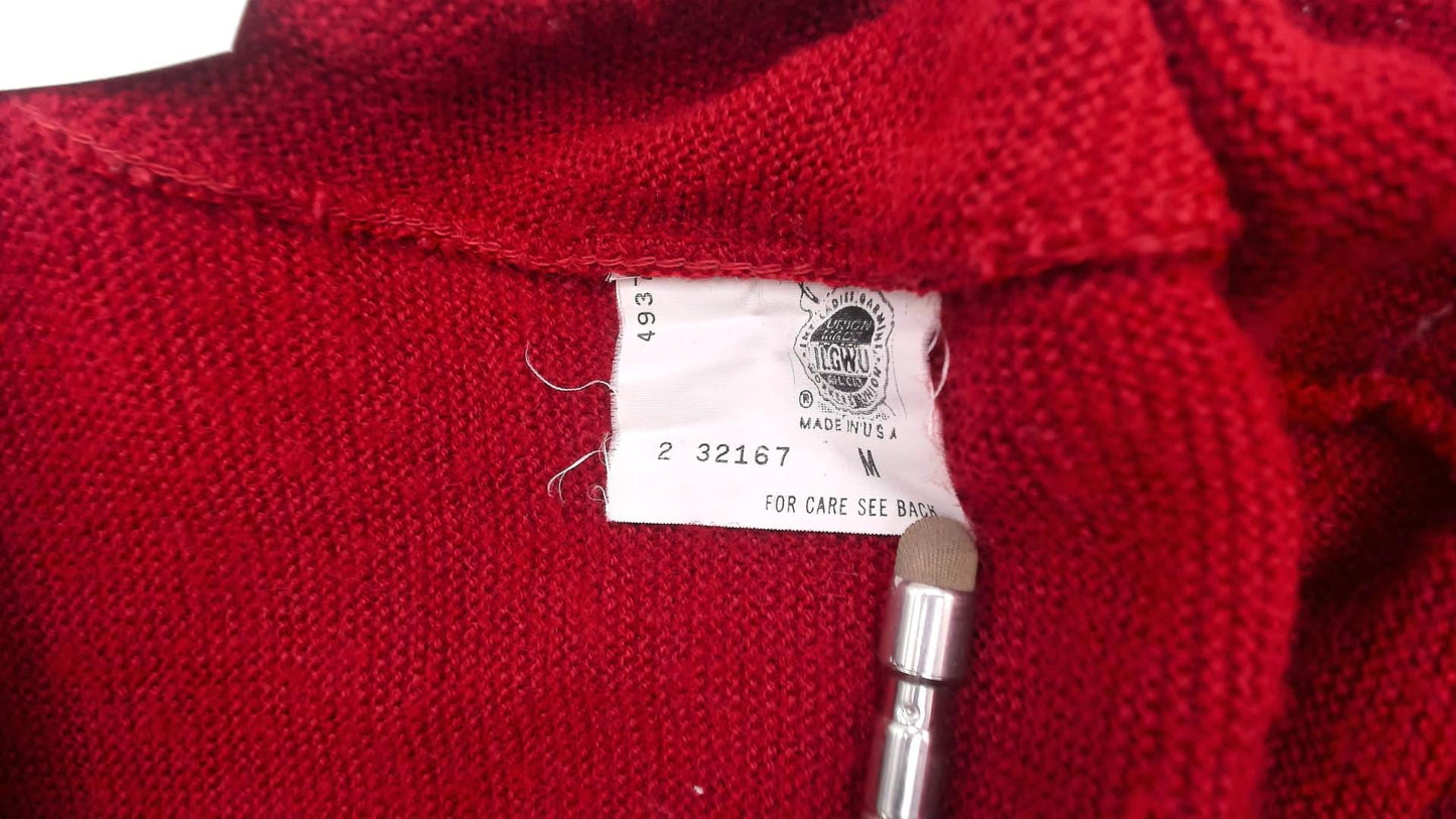 80s Arnold Palmer Burgundy Cardigan V-Neck Button Front Knit Medium