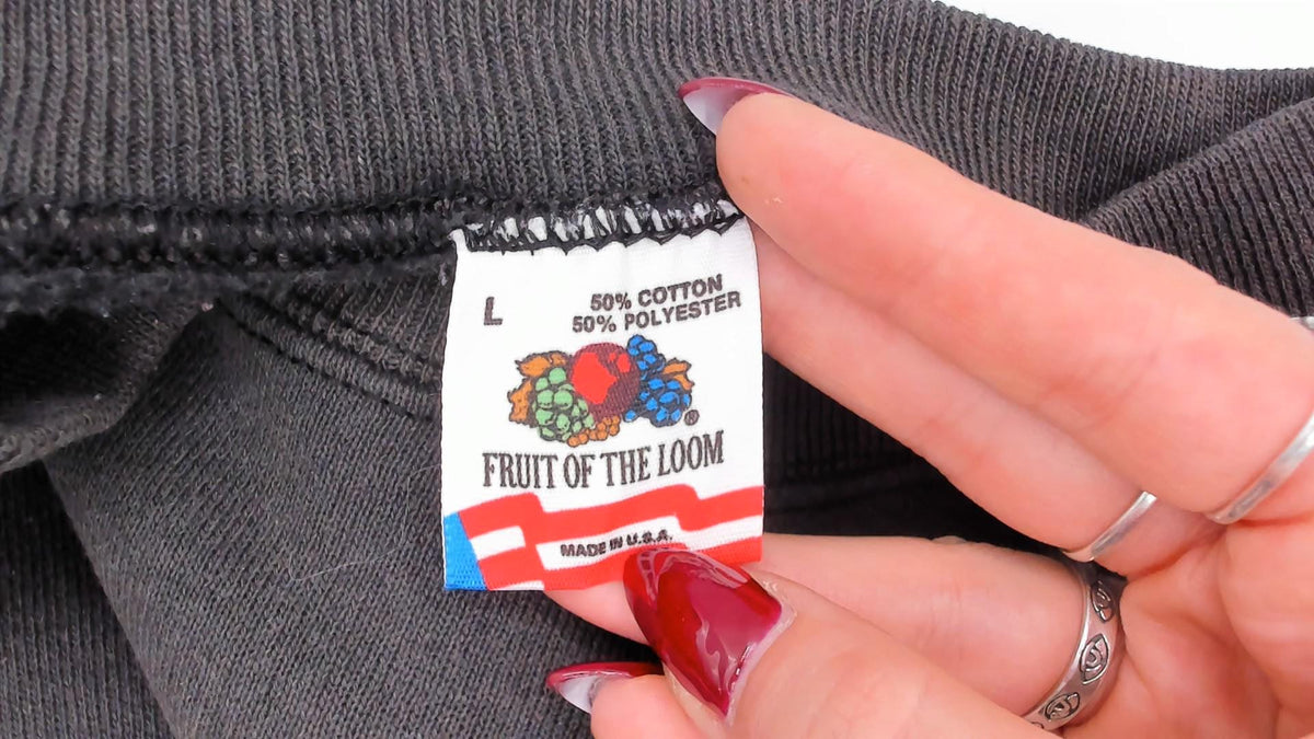 90s Fruit Of The Loom Cat Rose Raglan Sweatshirt Faded Black Large L