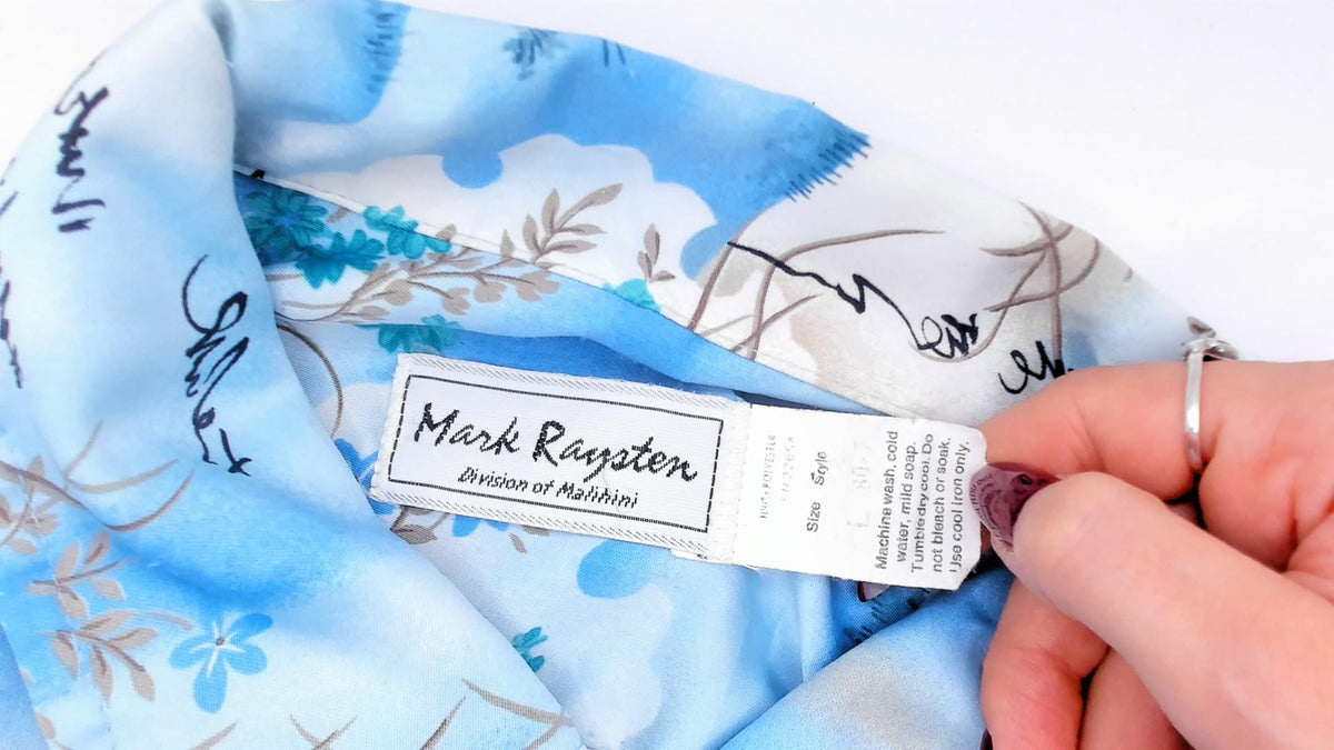 90s Mark Raysten Camp Collar Shirt Japanese Landscape Sky Blue Large L