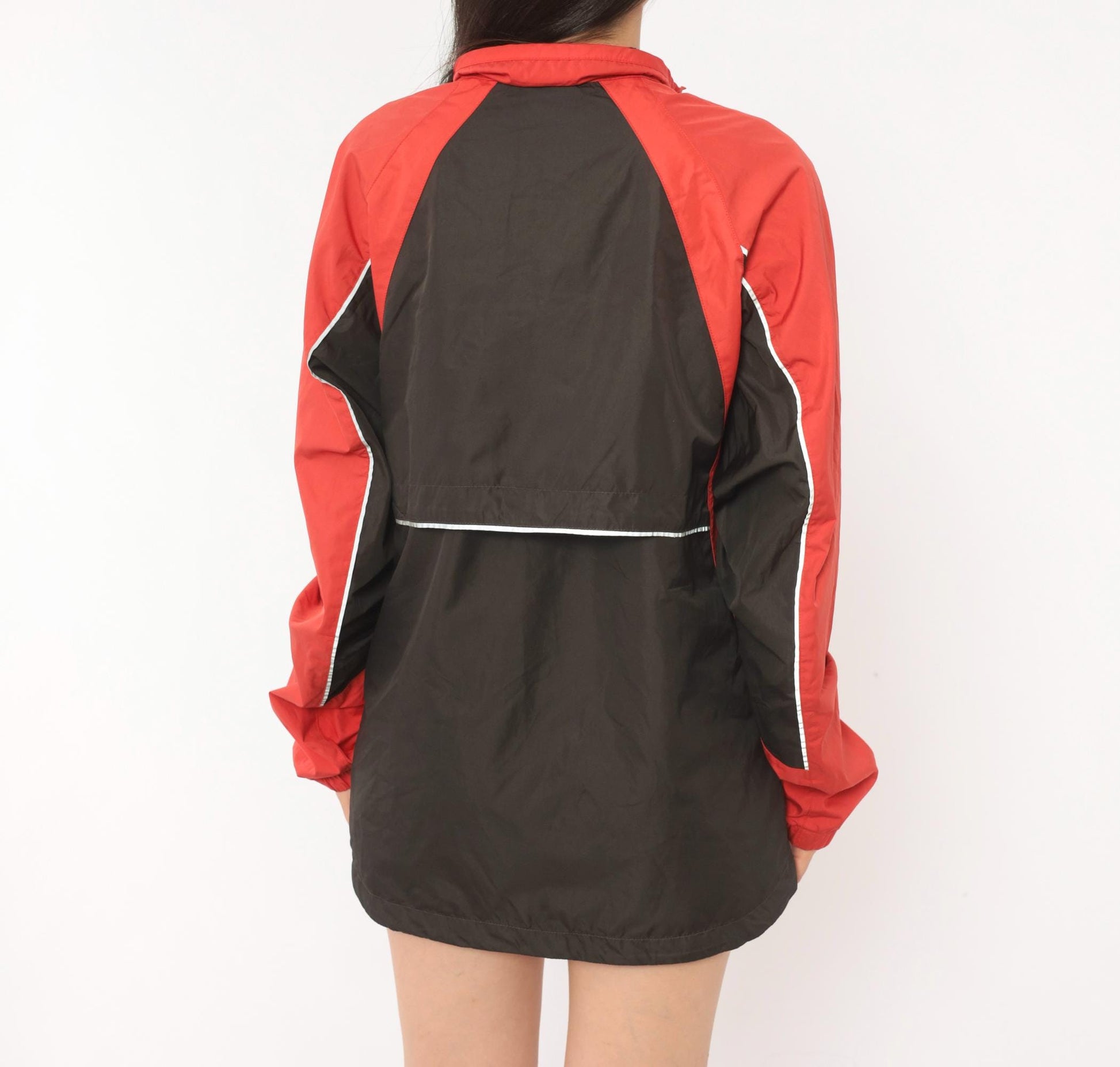 2000s Nike Windbreaker Red Black Color Block Raglan Small S