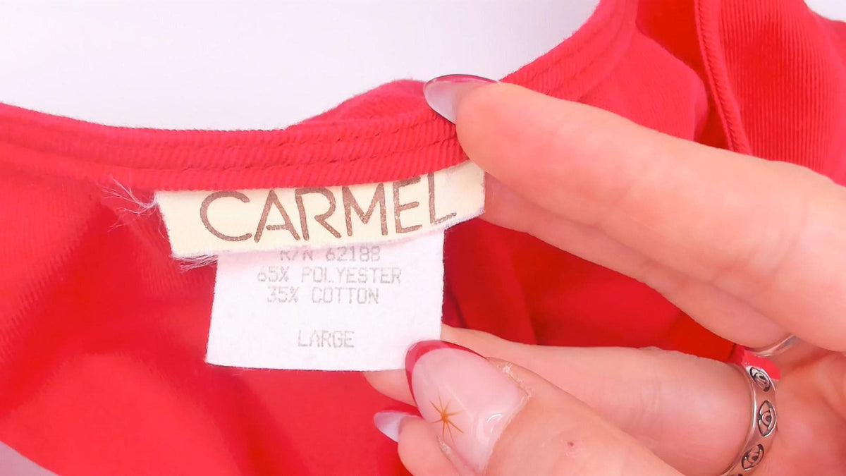 90s Carmel Crimson Red Maxi Dress Drop Waist Sleeveless Scoop Neck Large L