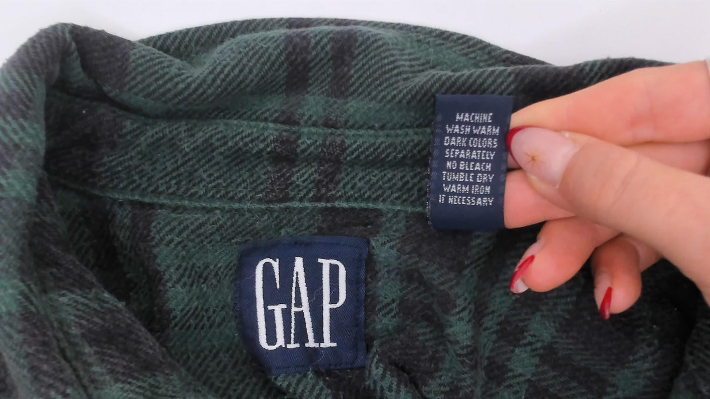 90s Gap Green Plaid Flannel Shirt Button-Up Grunge Cotton Extra Large XL
