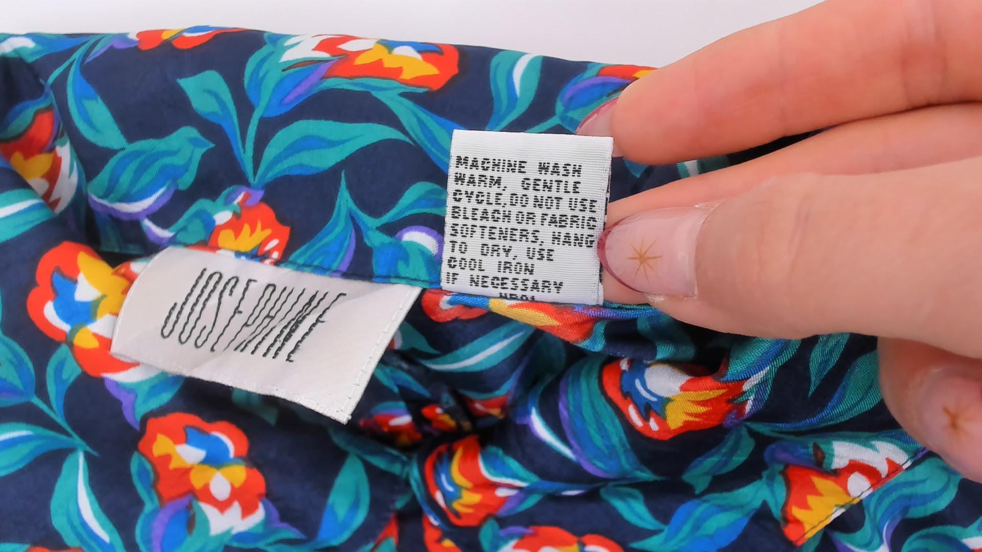 80s Josephine Floral Print Shirt Navy Tulip Blouse Collared Large L
