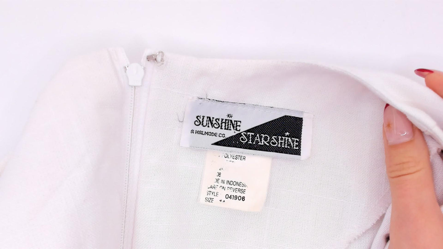 90s Sunshine Starshine Black White Colorblock Shift Dress Scoop Neck Large L