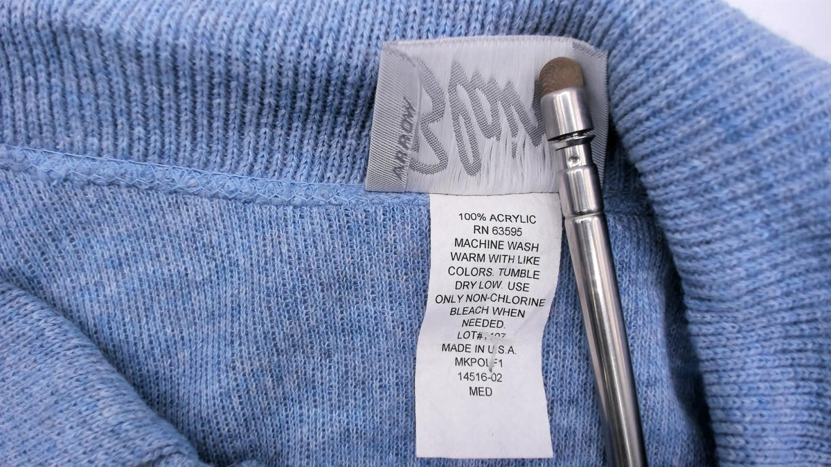 90s Blair Powder Blue Polo Sweater Knit Collar Button Pullover Medium