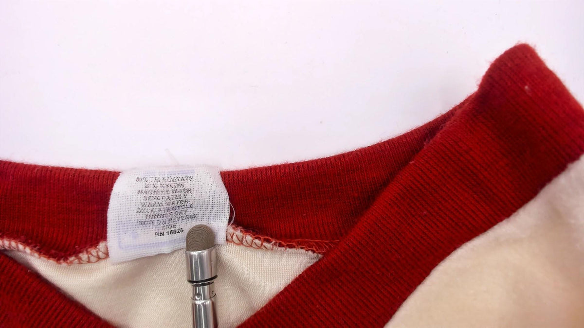70s Windjammer Argyle V-Neck Pullover Sweatshirt Cream Burgundy Medium M