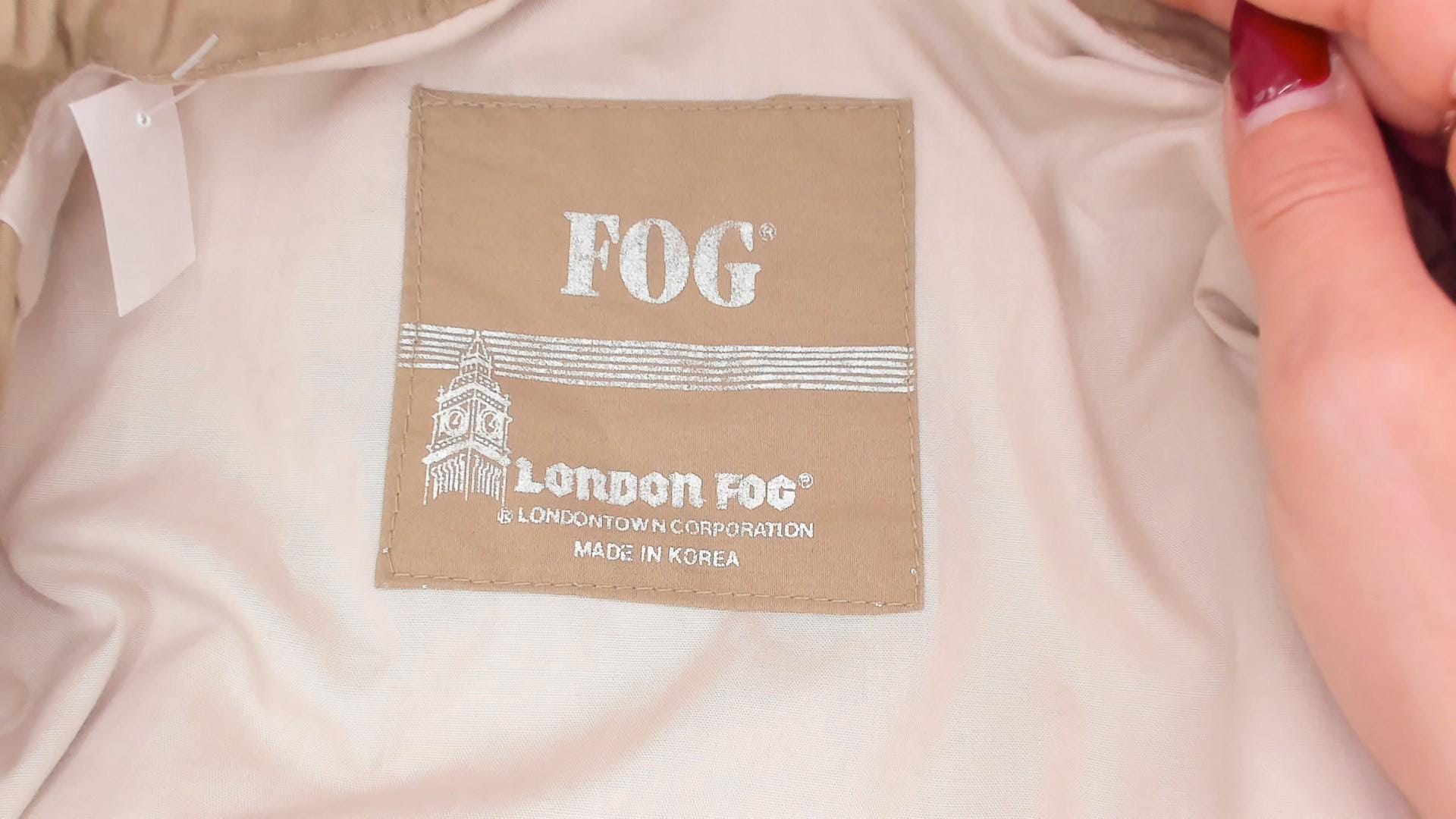 90s London Fog Windbreaker Jacket Cream Tan Collar Medium M