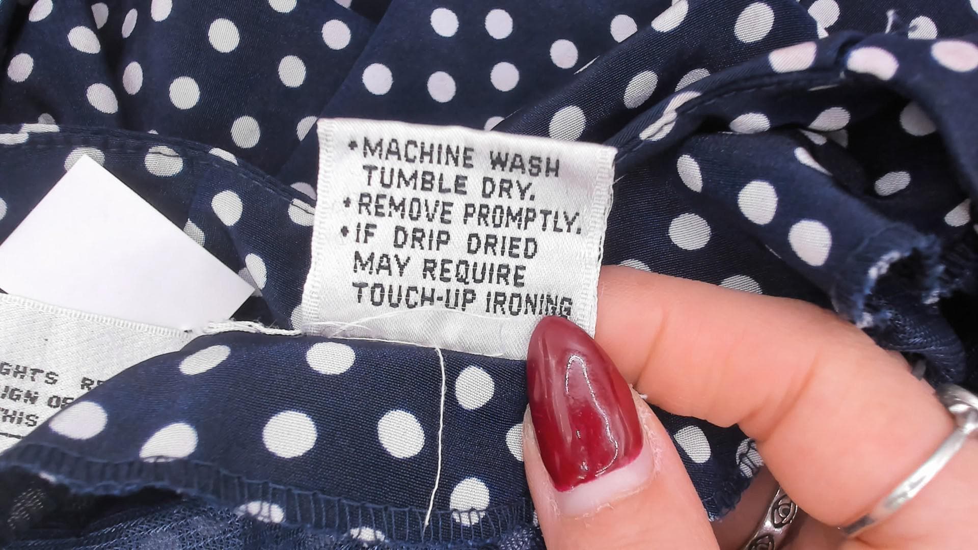 90s Navy Polka Dot Midi Dress Liz Petites Button Front Crew Neck Medium M