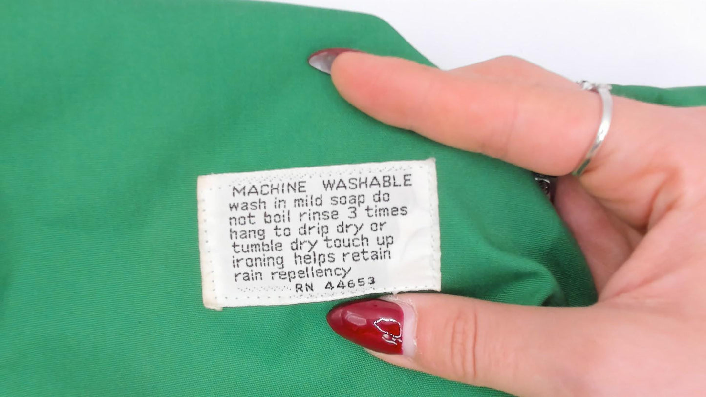 70s Alligator Green Zip Front Windbreaker Cotton Jacket Medium