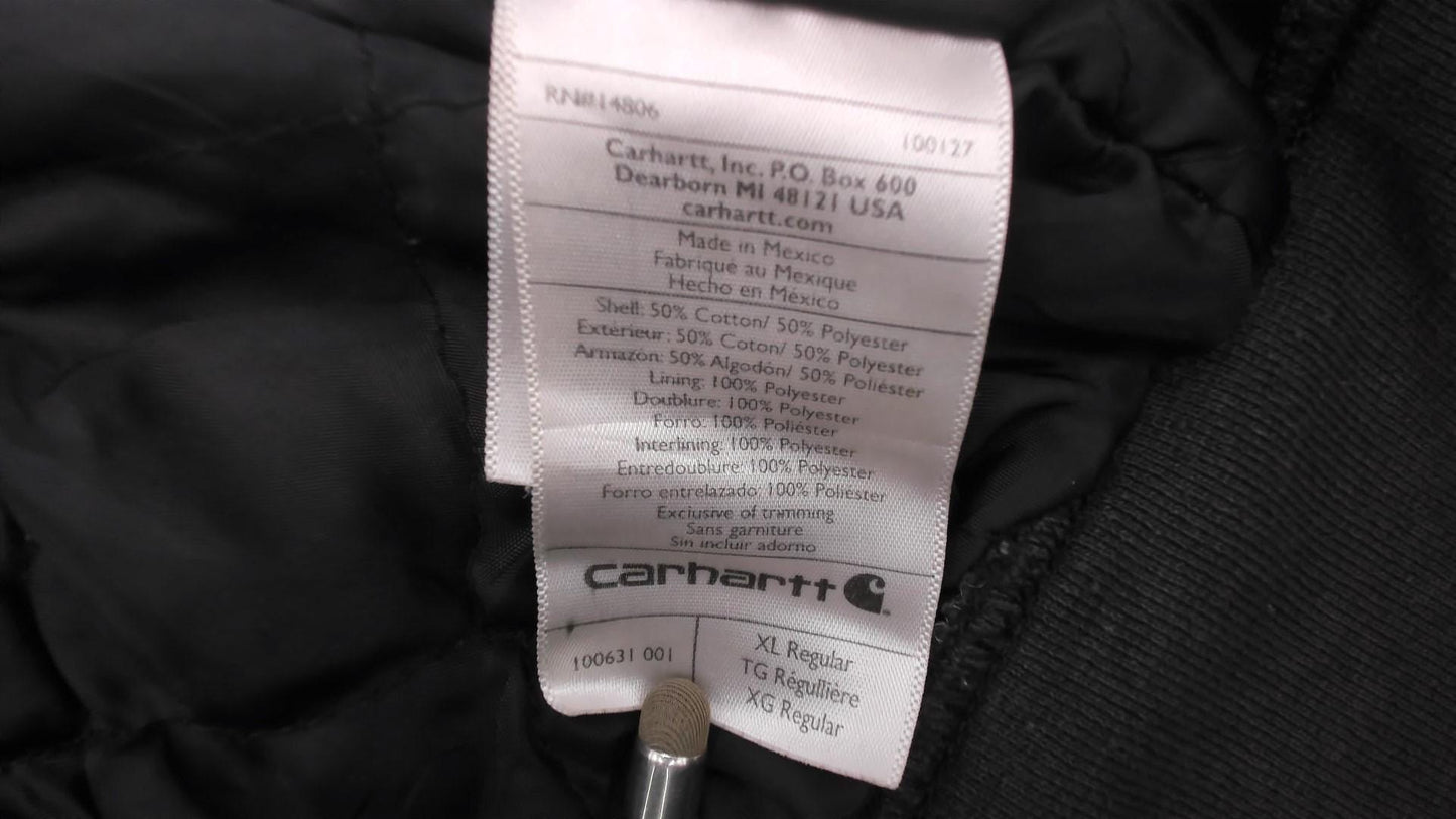 Y2K Carhartt Full Zip Hooded Sweatshirt Dark Brown Distressed XL