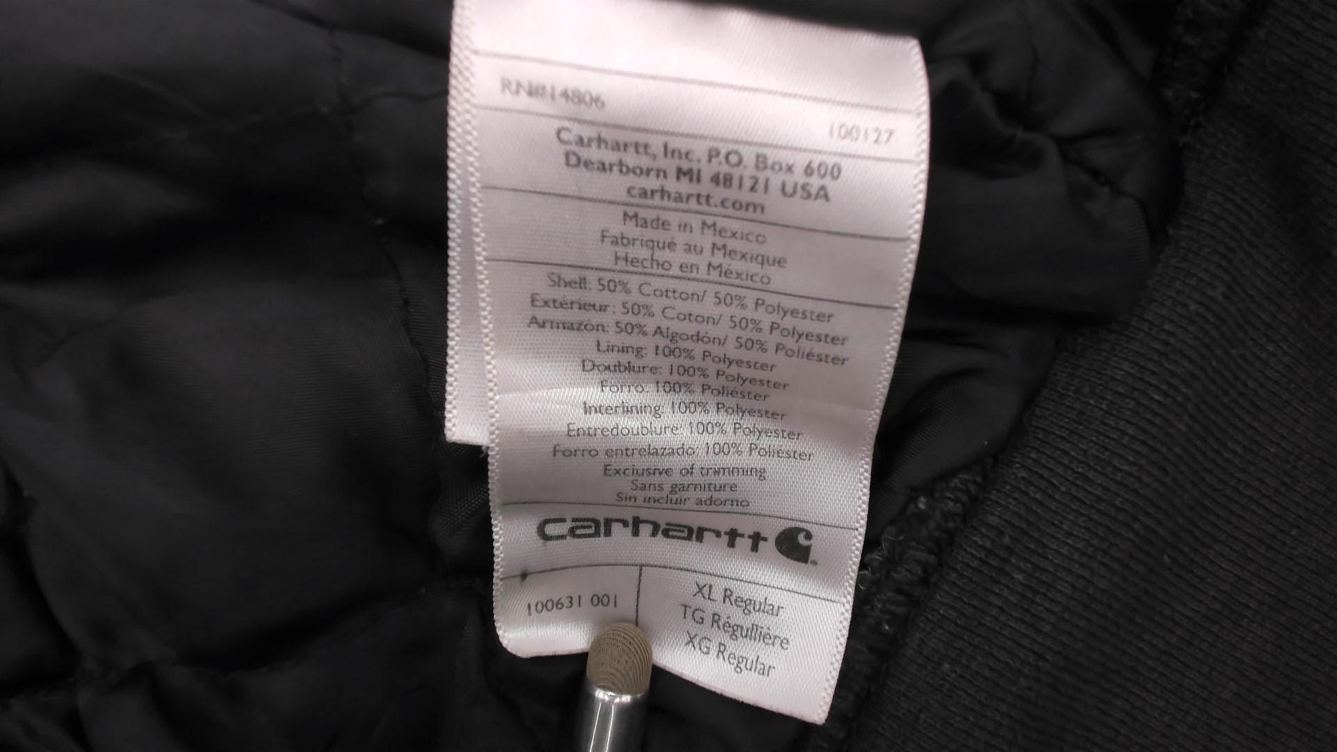 Y2K Carhartt Full Zip Hooded Sweatshirt Dark Brown Distressed XL