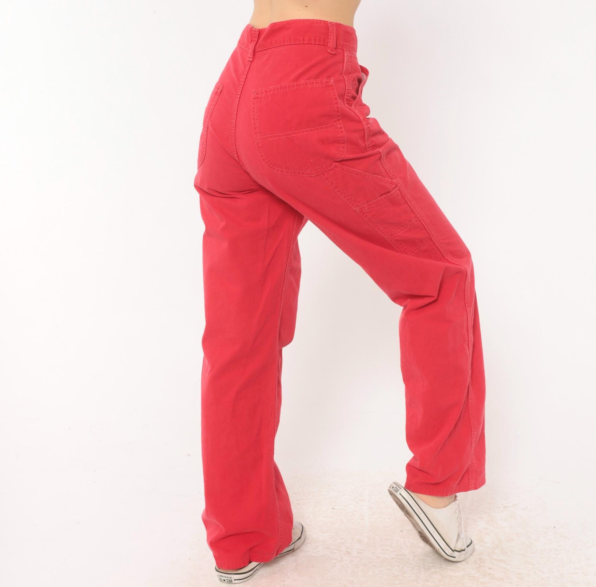 90s Lee Carpenter Pants Red Cotton High Rise Straight Leg Small S