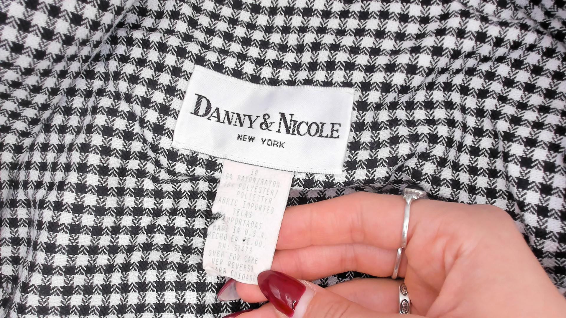 80s Danny & Nicole Gingham Blazer Dress Black White Check Large