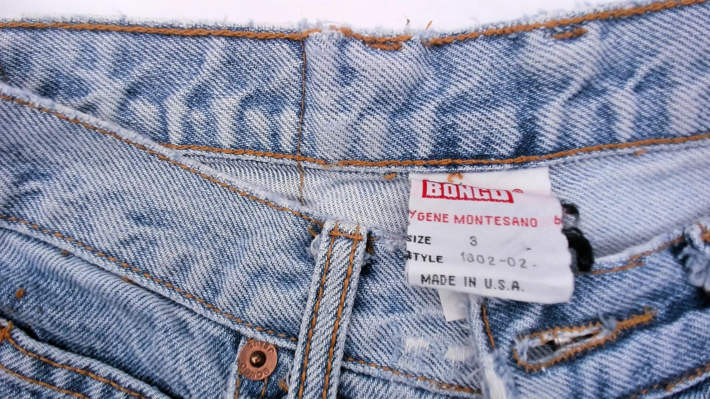 90s Bongo Blue Jeans Light Wash Cutoff Denim Shorts High Waisted Small 26