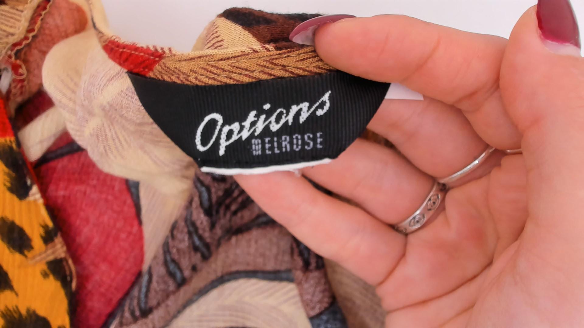 90s Options Melrose Tropical Leopard Button Blouse Tie Front Large L