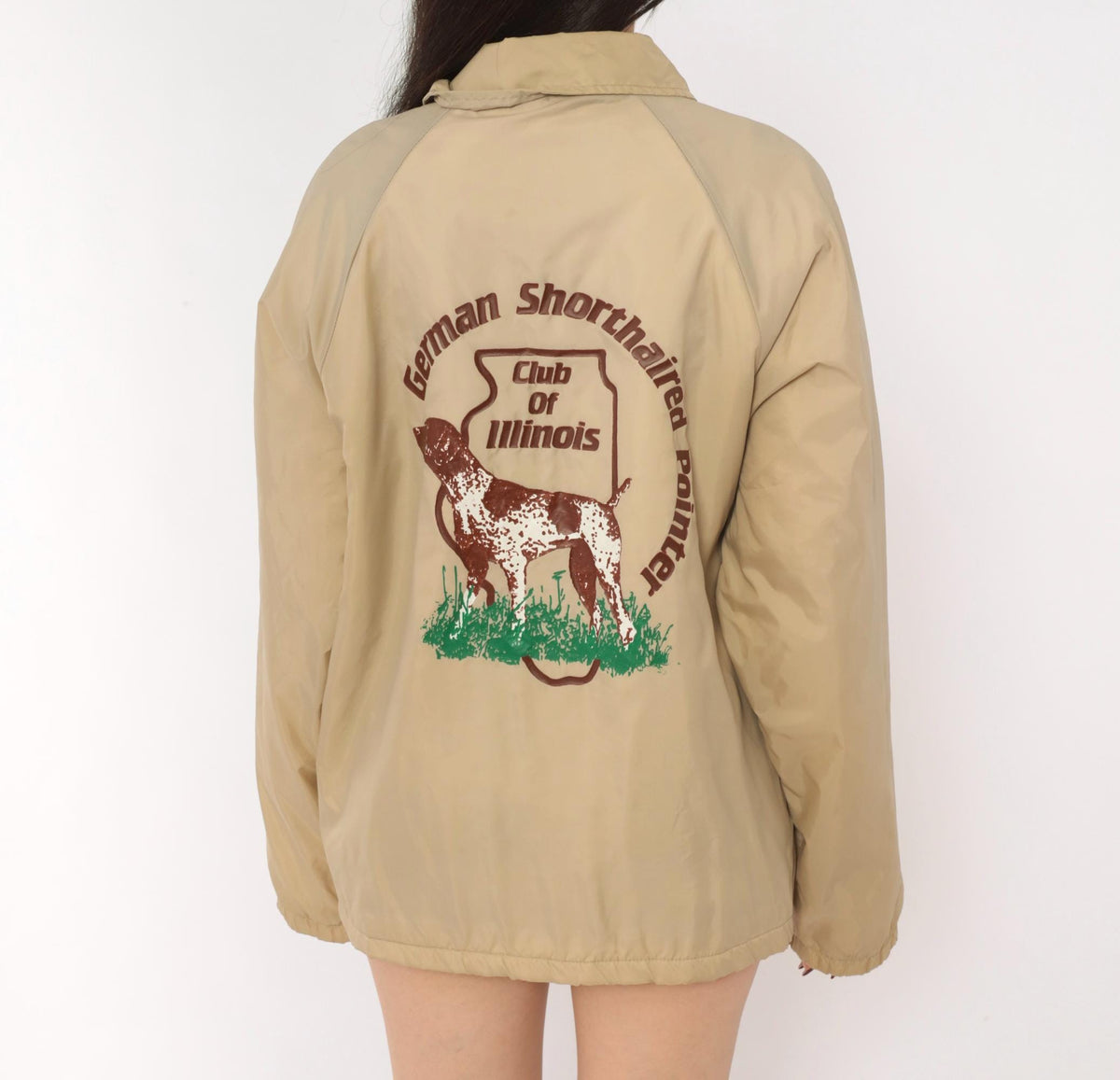 80s Auburn Sportswear Coach Jacket Tan Pointer Club Embroidered Hank Medium