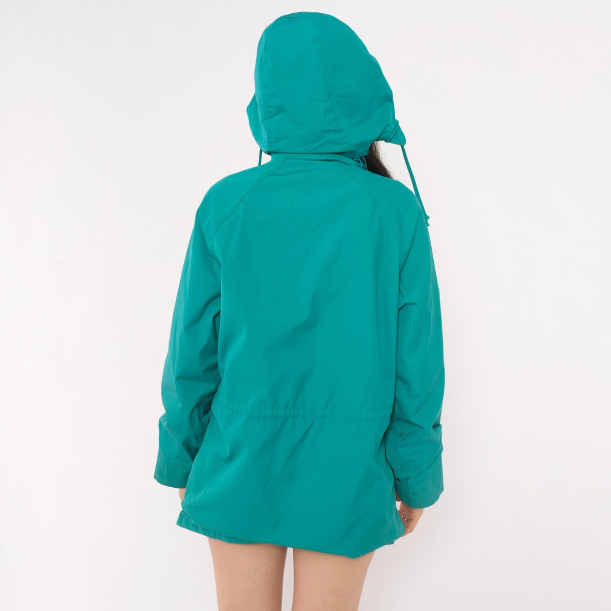 80s Woolrich Teal Hooded Parka Plaid Lined Windbreaker Small