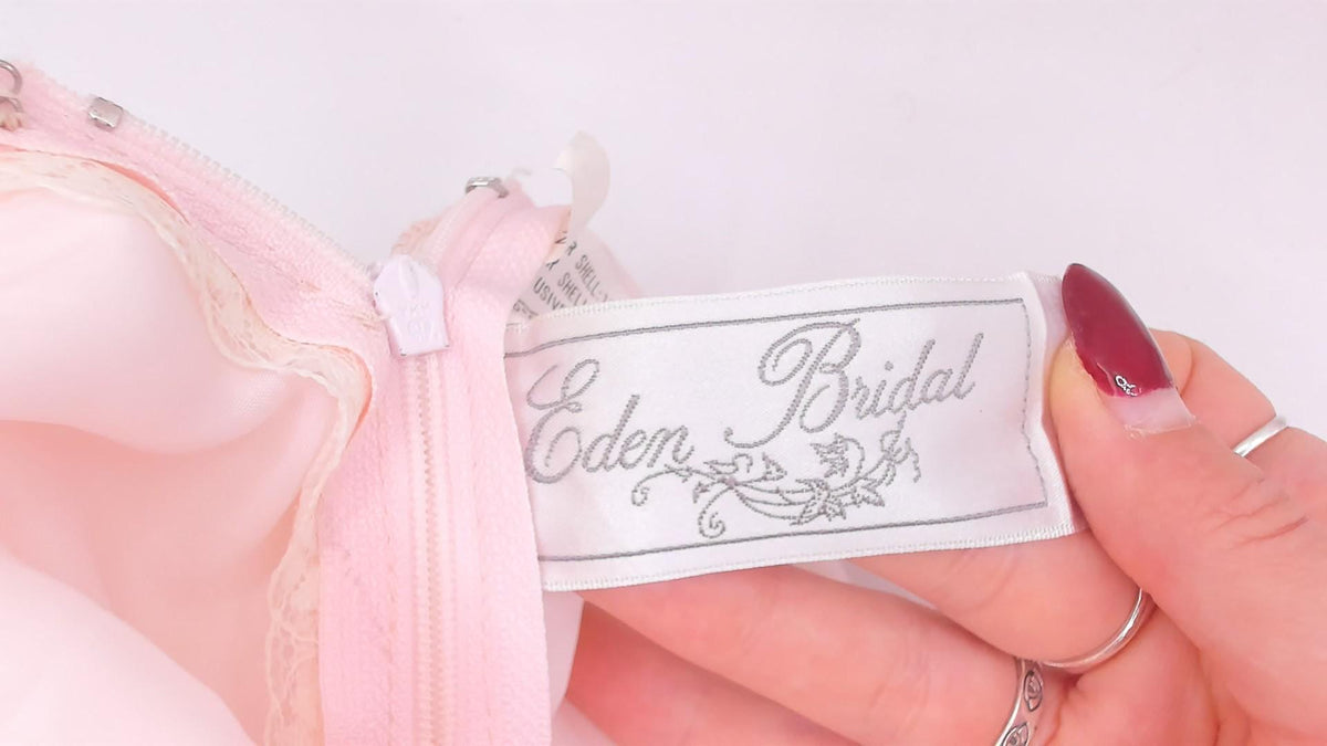 80s Eden Bridal Blush Pink Maxi Gown Off-Shoulder Sweetheart Bow Back Medium