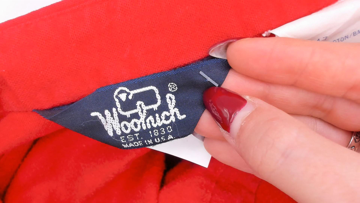 Woolrich 90s Red Cotton Flannel Button-Up Shirt Dual Chest Pocket Large L