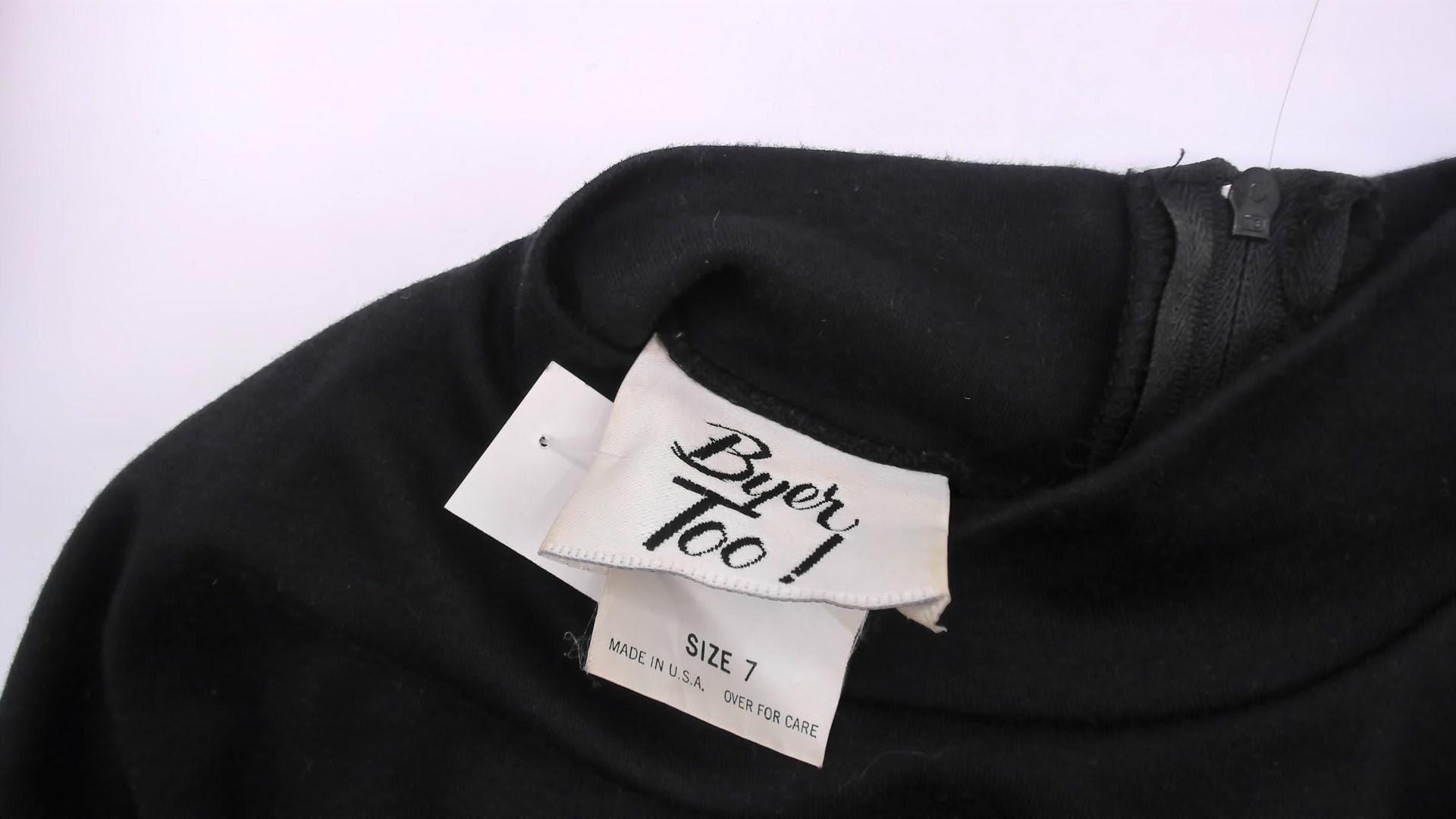 80s Byer Too! Floral Bubble Mini Dress Mock Neck Cap Sleeve Black Small