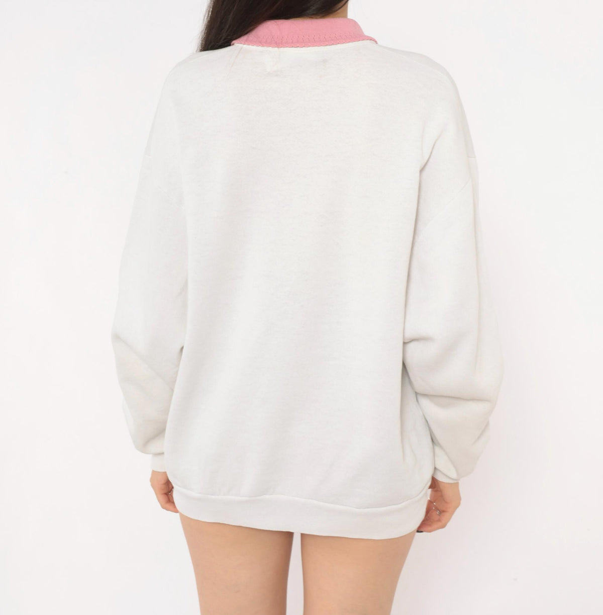 90s Morning Sun Floral Sweatshirt Pink Roses Off White Raglan Large L