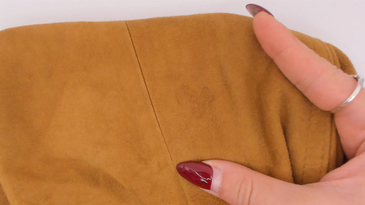 80s Rely Mustard Suede Bomber Jacket Knit Collar Button Front Medium