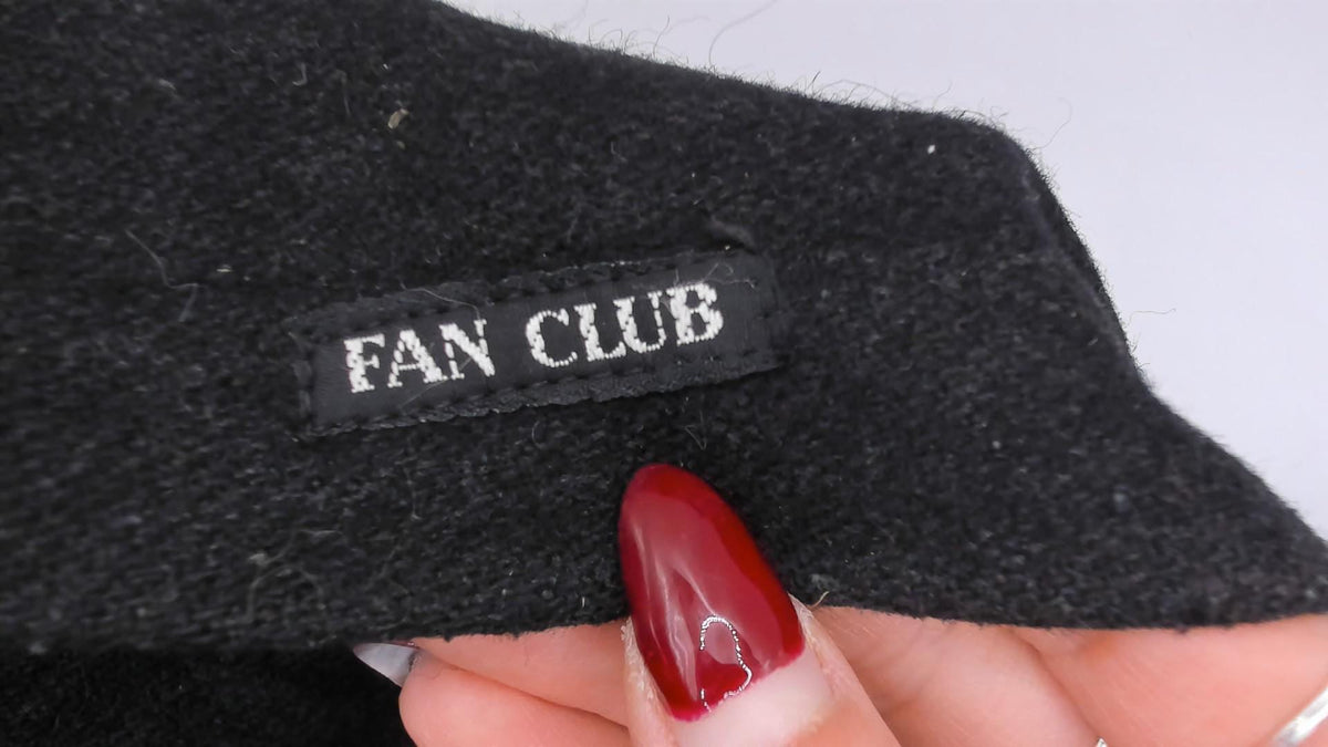 80s Fan Club Wool Blend Bomber Jacket Black Zip Front Mens Small
