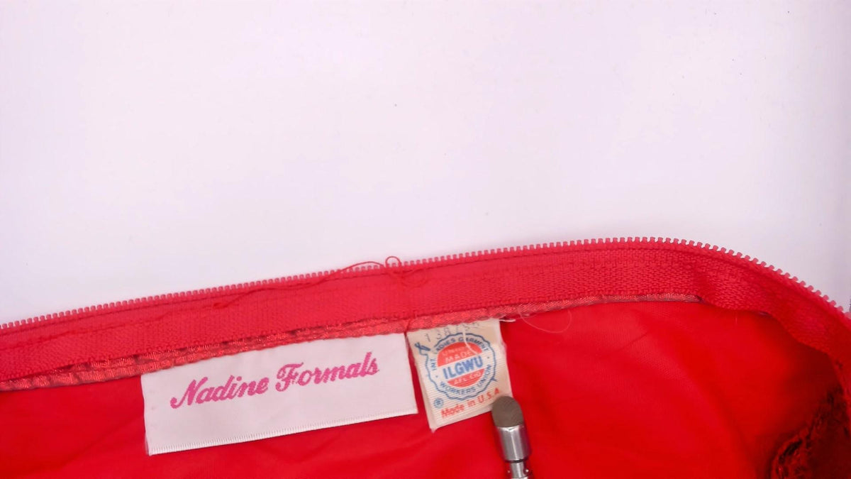80s Nadine Formals Metallic Red Strapless Party Dress Sweetheart Neckline Medium M