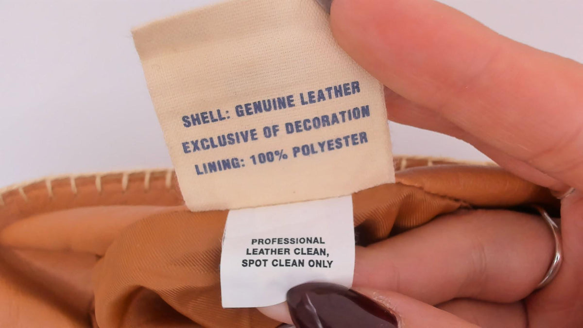 Y2K GAP Tan Leather A-Line Skirt Whipstitch Cream Stitching Small S