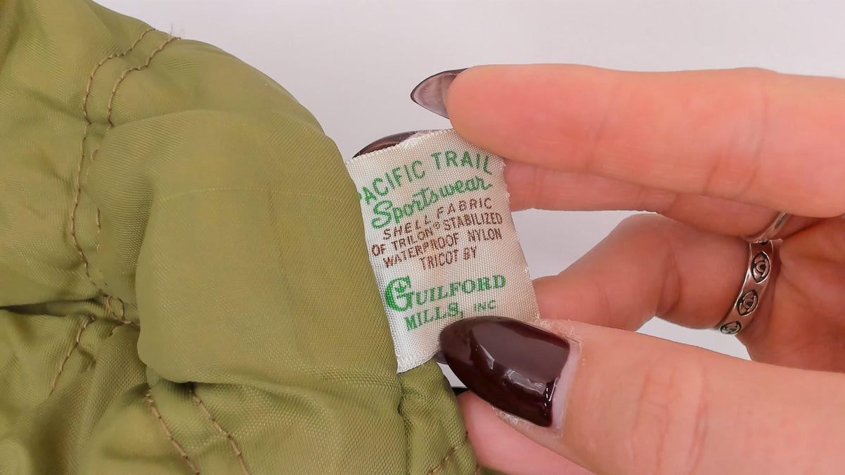 60s Olive Hooded Parka Jacket Nylon Military Field Coat Snap Zip Small