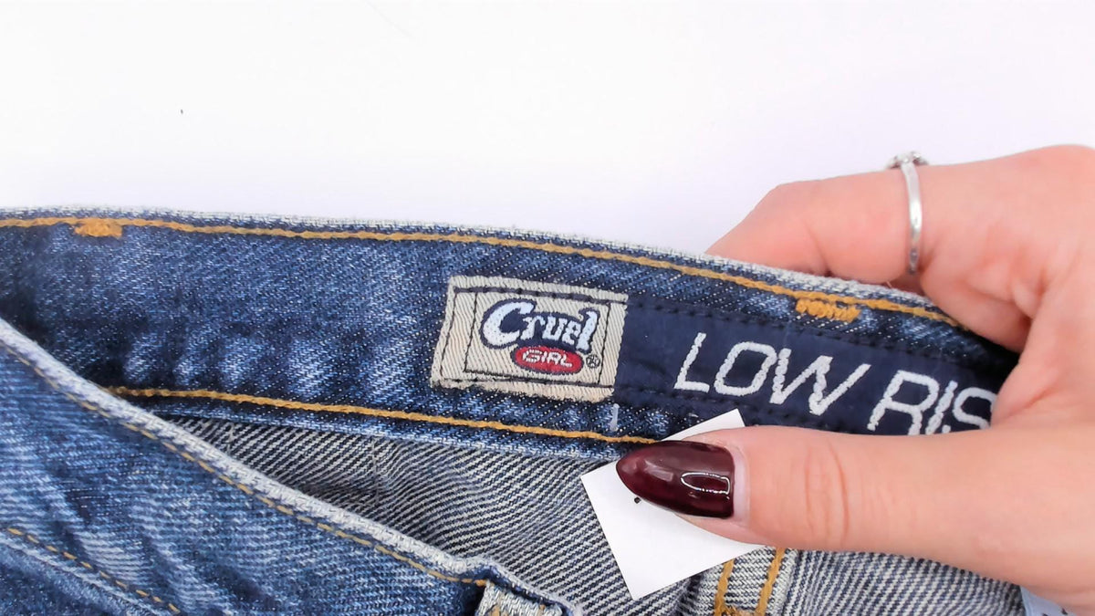 Y2K Cruel Girl Low Rise Straight Leg Jeans Medium Wash Cotton Extra Small XS