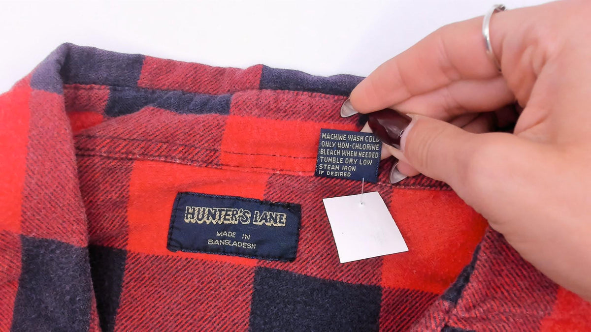 90s Hunter's Lane Buffalo Plaid Flannel Shirt Red Navy Cotton Extra Large