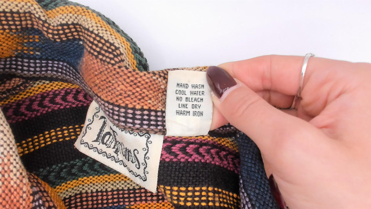 90s TanTrums Southwestern Woven Jacket Black Tapestry Concho Button Medium