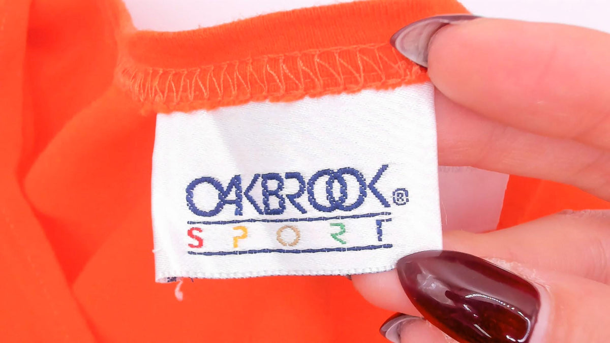 90s Oakbrook Sport Orange Cotton Dress Drop Waist Long Sleeve Medium
