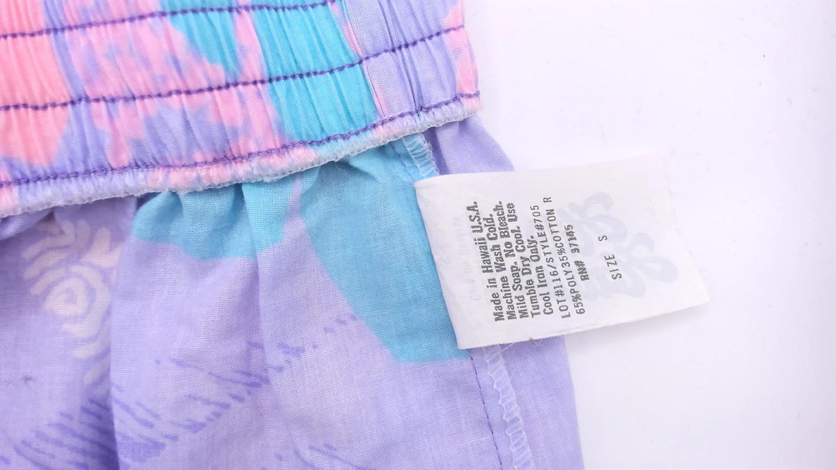 80s Hilo Hatties Purple Floral Two Piece Shorts Set Hawaiian Playsuit Small