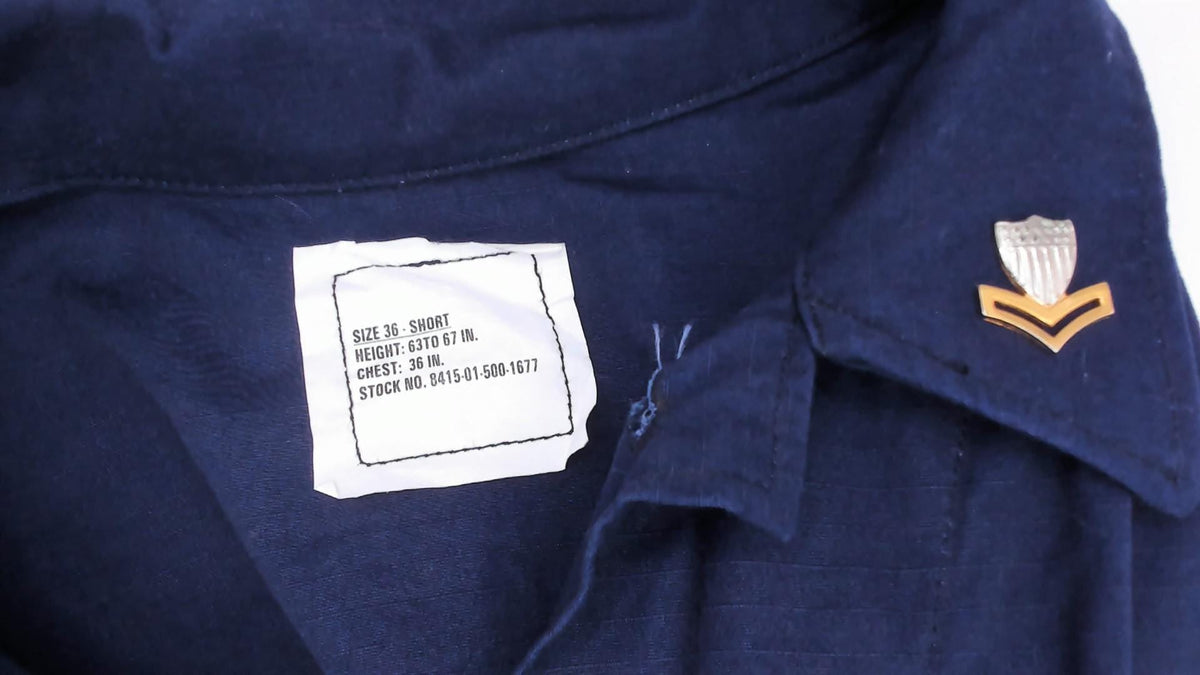 90s US Coast Guard Navy Jacket Military Utility Shirt Button Front Medium