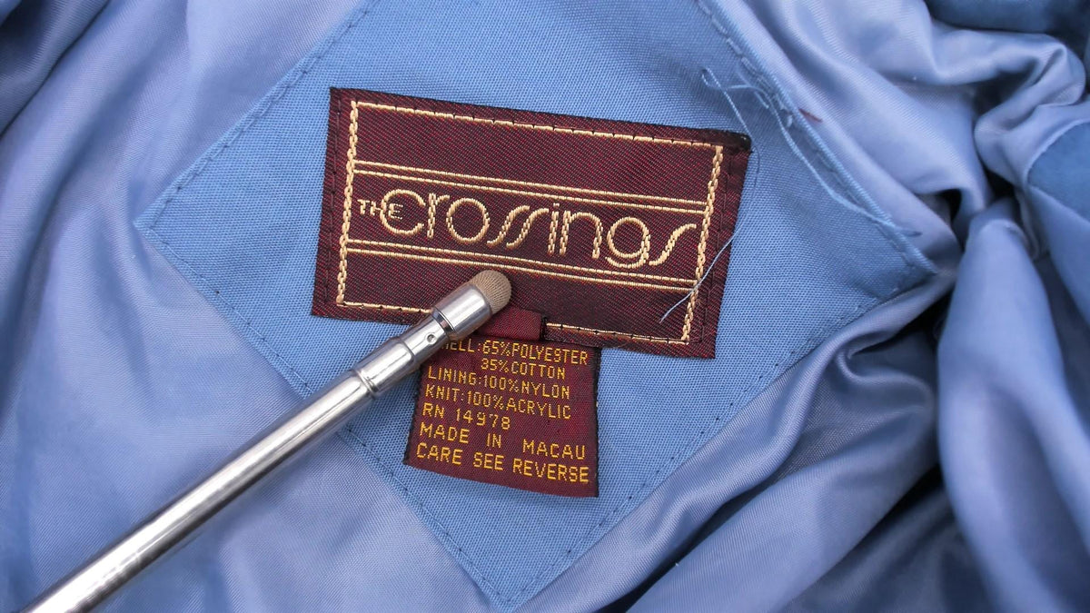 80s Crossings Bomber Jacket Slate Blue Dolman Sleeve Zip Front Medium