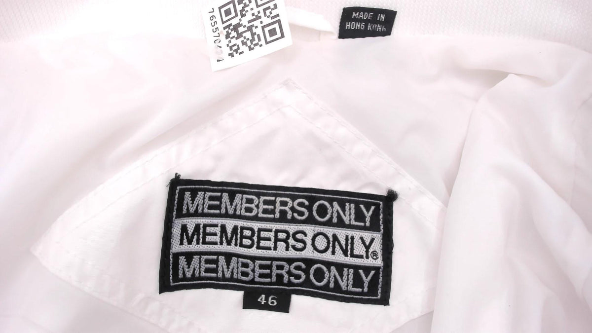 80s Members Only Bomber Jacket White Zip Front Raglan Windbreaker Small