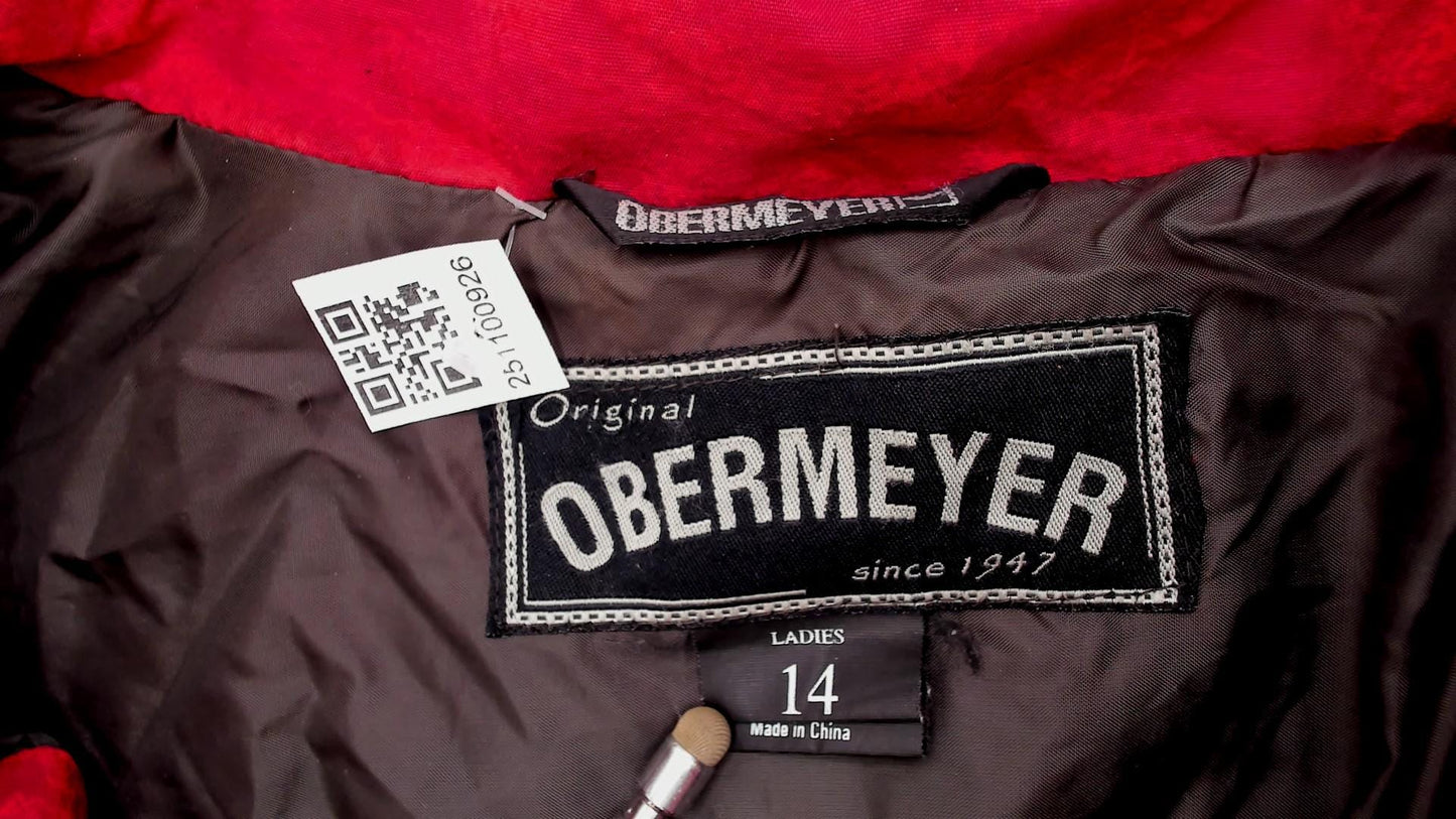 80s Obermeyer Red Nylon Windbreaker Ski Jacket Colour-Block Extra Large XL