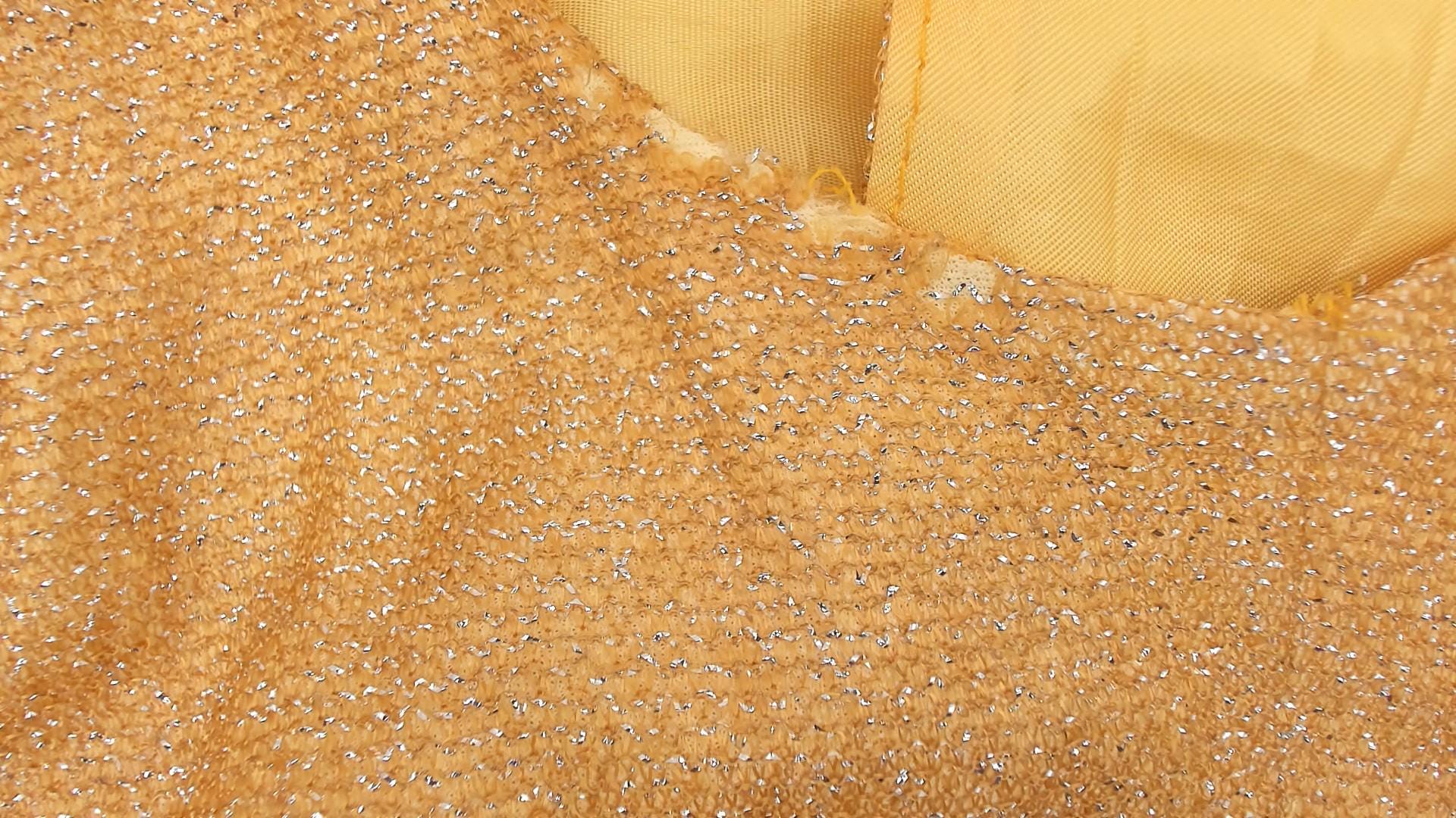 70s Gold Metallic Jumpsuit Sleeveless V-Neck Wide Leg Spiegel Small